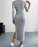 Long Sleeve Knitted Fashion Winter Casual Dress XS-L