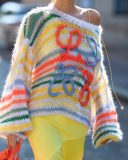 Colorful Knitted Women Sweater Tops S-L