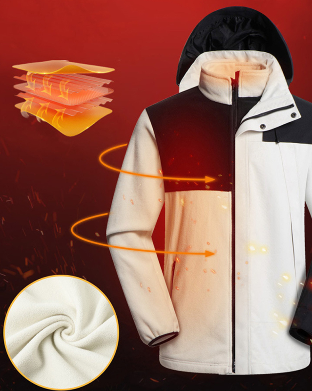 Detachable Two Piece Sets Windproof Waterproof  Inside Fleece Men's  Long Sleeve Jacket S-4XL