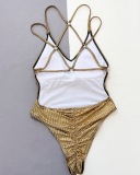 Golden Women Open Back One Piece Swimwear S-L