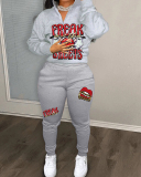 Grey Women New Leisure Two Piece Pant Set S-3XL