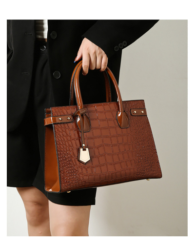 Vintage Women's Three Piece Mother's Bag Crocodile Textured Shoulder Crossbody Handbag