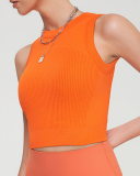 Seamless Fixed Bra Solid Color Women Sports Vest S-XL(With Pad)