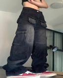 Fashionable And Versatile Multi-Pocket Denim Pants S-2XL