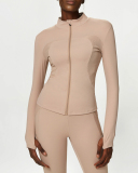 Women Long Sleeve Slim Coat Fashion Bra High Waist Pants Yoga Three Piece Sets S-XL