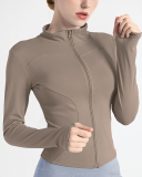 Multicolor Available Solid Color Long Sleeve Slim Fitness Sports Coat S-3XL