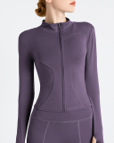 Multicolor Available Solid Color Long Sleeve Slim Fitness Sports Coat S-3XL