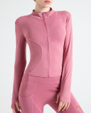 Multicolor Available Solid Color Long Sleeve Slim Fitness Sports Coat S-3XL