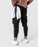 Hot Sale Fashion Men's Running Fitness Long Sleeve Pullover Hoodies Side Pocket Pants Two Pieces Set S-2XL