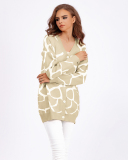 Jacquard Sweater V-neck Long Pattern Loose Jacket Cardigans