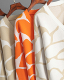 Jacquard Sweater V-neck Long Pattern Loose Jacket Cardigans