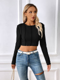 Short Style Long Sleeve Women Tops S-XL