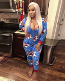 Xmas Printed Long Sleeve Women Jumpsuit S-XXL