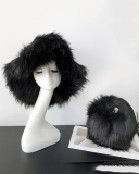 Trendy Popular Warming Imitation Raccoon Fur Hat Bag Sets