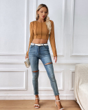 Short Style Long Sleeve Women Tops S-XL