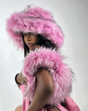 Trendy Popular Warming Imitation Raccoon Fur Hat Bag Sets