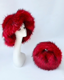 Trendy Popular Warming Imitation Raccoon Fur Hat Bag Sets