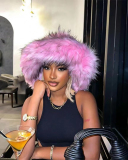 Trendy Popular Warming Imitation Raccoon Fur Hat Bag Sets
