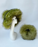 Trendy Popular Warming Imitation Raccoon Fur Hat Bag Sets