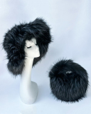 Trendy Popular Warming Imitation Raccoon Fur Hat Bag Sets