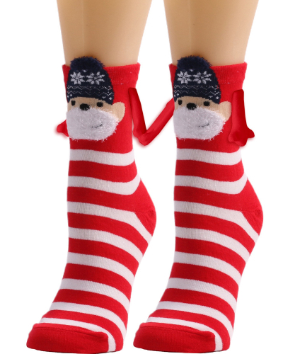 Hand-in-hand Socks Couples Magnetic Pull Cute Christmas Socks Cotton Stick Magnet Midtube Socks