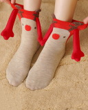 Hand-in-hand Socks Couples Magnetic Pull Cute Christmas Socks Cotton Stick Magnet Midtube Socks