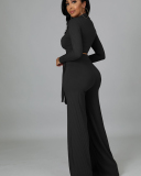 Long Sleeve V-neck Autumn Two Piece Pant Outfits S-XXL