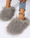 Popular Warm Housewear Mongolian Fur Slides 36-51