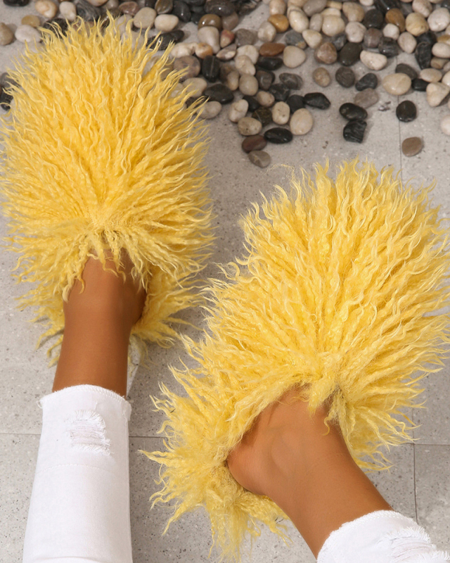 Popular Warm Housewear Mongolian Fur Slides 36-51