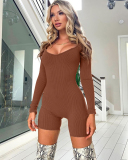 U-neck Women Elastic Romper S-L