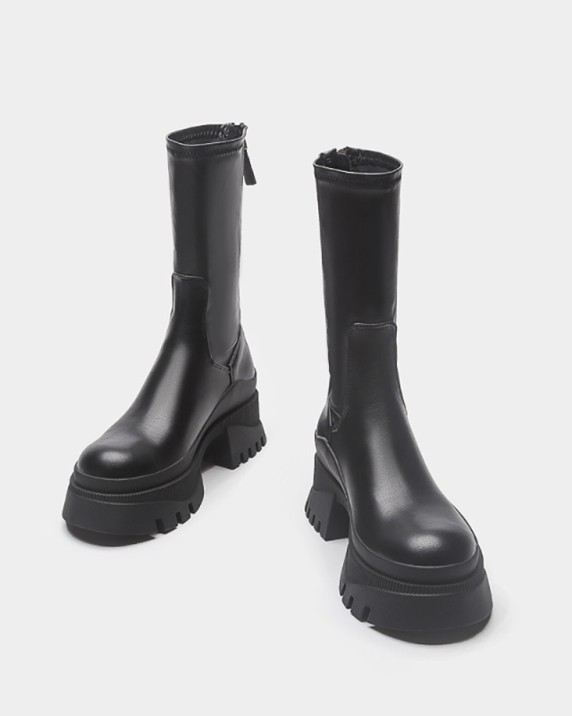 Black High Quality Women PU Boots