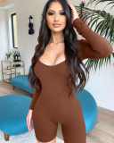U-neck Women Elastic Romper S-L