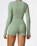 Women Winter Crew Neck Long Sleeve Solid Color Pilates Running Yoga Top S-XL(No Pad)