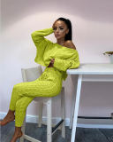 Popular Long Sleeve Knit Women Sweater Pants Sets S-3XL