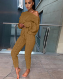 Popular Long Sleeve Knit Women Sweater Pants Sets S-3XL