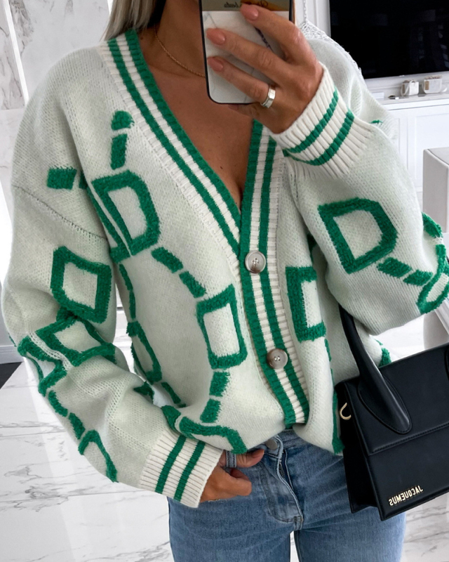 New DD Colorblock Long Sleeve Knit Cardigans Pink Gray Beige S-XL