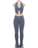 Knitted Set Women Vest High Waist Pant Two Piece Set S-L