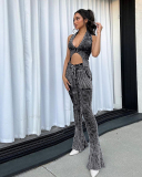 Knitted Set Women Vest High Waist Pant Two Piece Set S-L