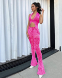 Knitted Set Women Vest High Waist Pant Two Piece Set S-L