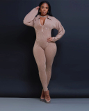 Long Sleeve V-neck Wholesale Winter Jumpsuit S-2XL