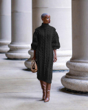 High Neck Women Winter Sweater Long Dress S-3XL