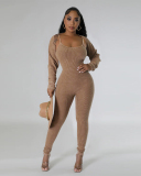 U-neck Women Wholesale Long Sleeve Jumpsuit S-XXL
