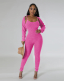U-neck Women Wholesale Long Sleeve Jumpsuit S-XXL