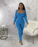 U-neck Women Wholesale Long Sleeve Jumpsuit S-XXL