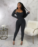 U-neck Women Wholesale Long Sleeve Jumpsuit S-XXL