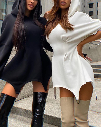 Long Sleeve Women Solid Color Dress S-XL