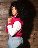 Top Sale Women Colorblock Long Sleeve Button Baseball Jackets S-2XL