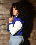 Top Sale Women Colorblock Long Sleeve Button Baseball Jackets S-2XL