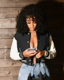 Top Sale Women Colorblock Long Sleeve Button Baseball Jackets S-2XL