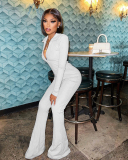 Top Sale New Long Sleeve Zipper Women Jumpsuits S-2XL
